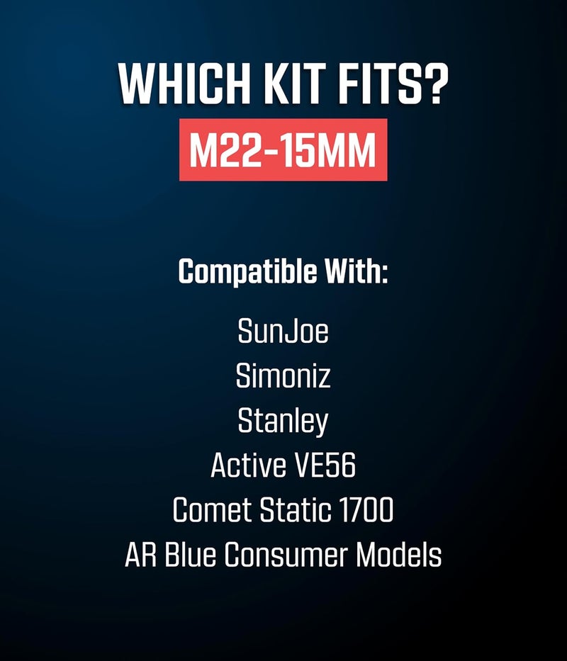 McKillans ® M22-15mm Pressure Washer Quick Connect Kit, M22-15mm to 3/8" Male Female Quick Disconnect Kit for Power Washer (Stainless Steel) - Image 2